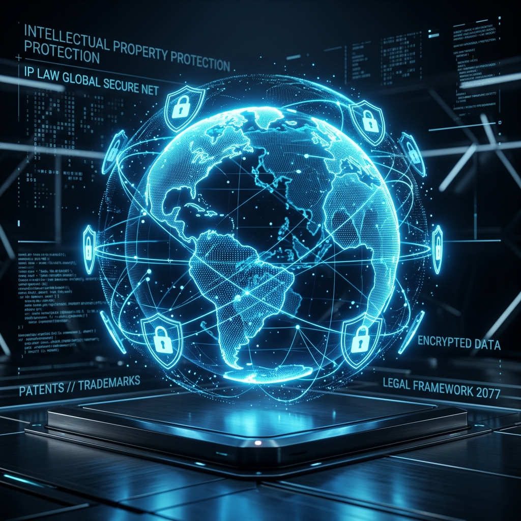 Futuristic glowing network globe showing global IP strategy
